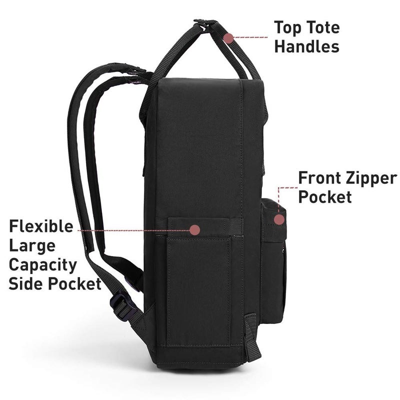 KALIDI Casual Laptop Backpack 15 Inches Classic Camping Rucksack Travel Outdoor Square Daypack College Hiking Gym Bag, Black - Image 4